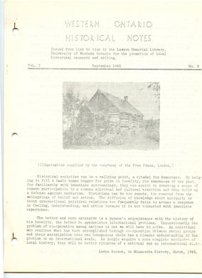 Western Ontario Historical Notes September 1943