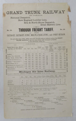 Railway Through Freight Tariff broadside