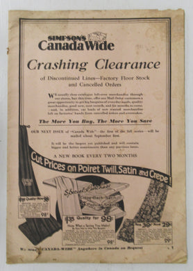 Simpson's Canada Wide Crashing Clearance of Discontinued Lines-Factory Floor Stock and Cancelled Orders