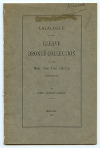Catalgoue of the Gleave Brontë Collection at the Moss Side Free Library, Manchester