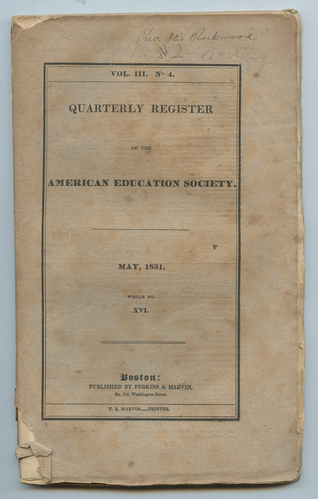 Quarterly Register of the American Education Society, May 1831
