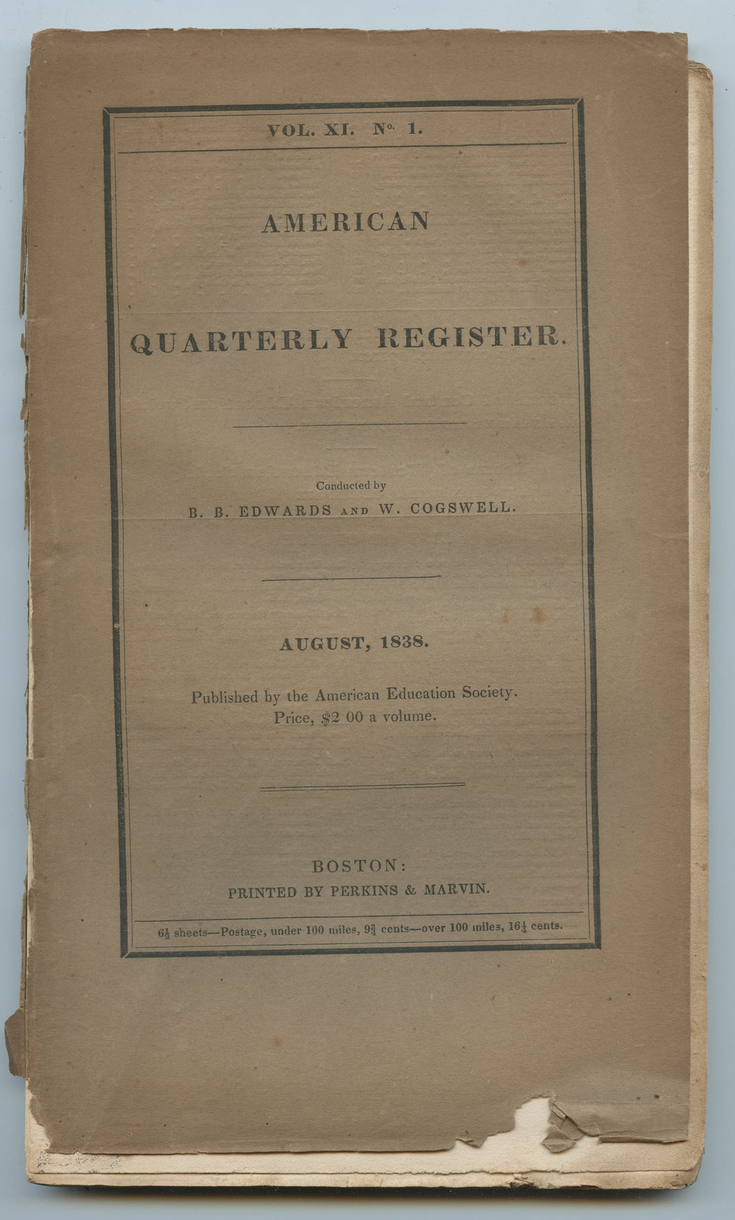 American Quarterly Register, August 1838