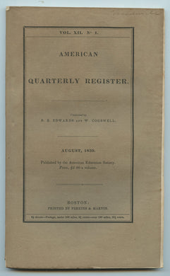 American Quarterly Register, August 1839