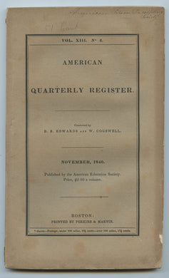 American Quarterly Register, November 1840