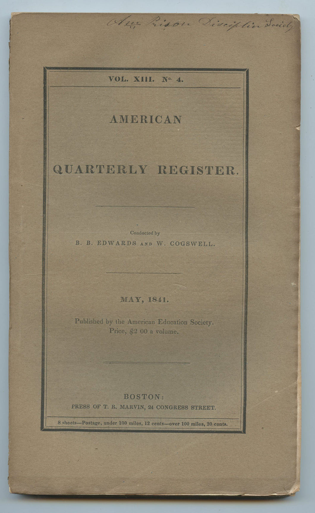 American Quarterly Register, May 1841