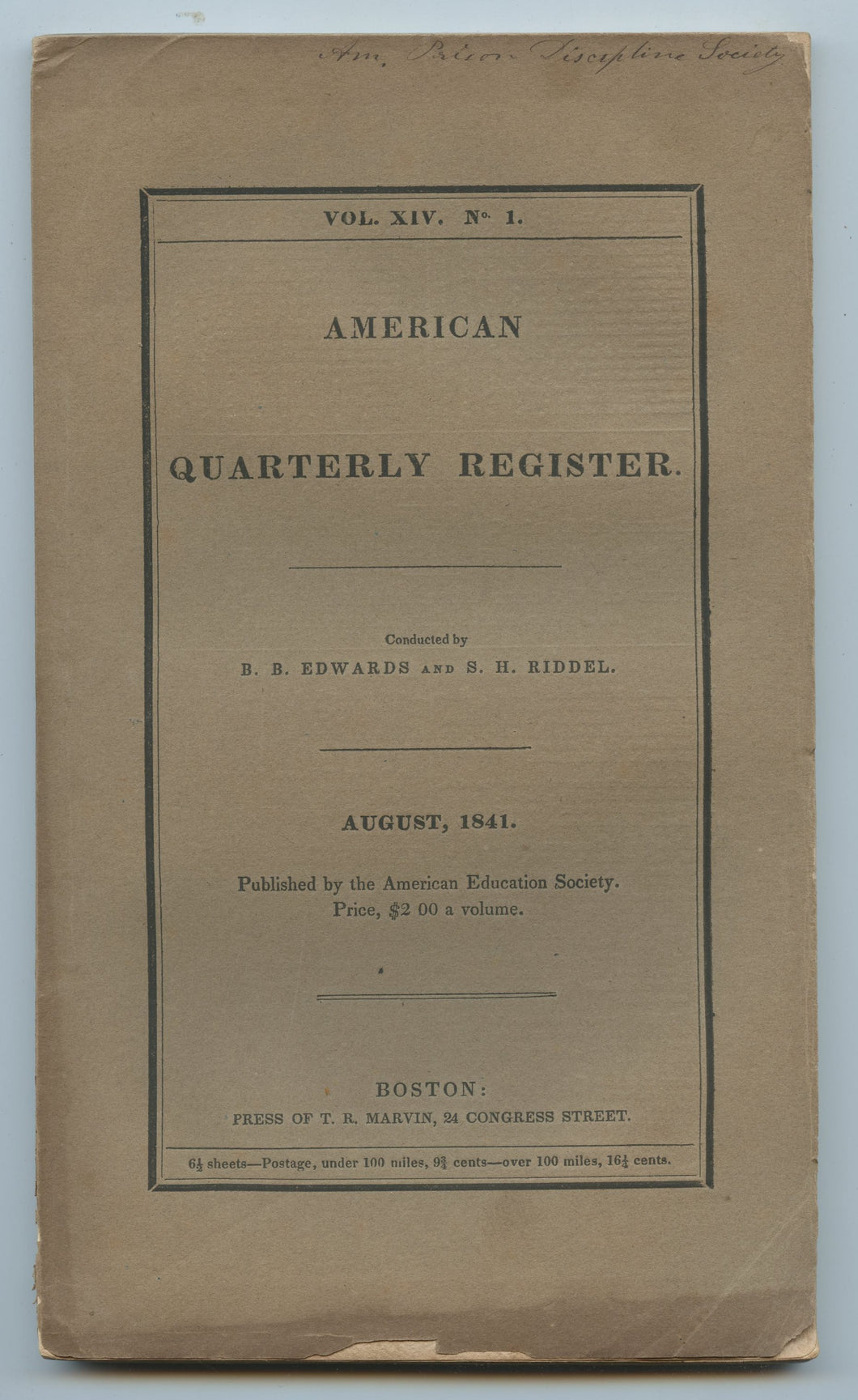 American Quarterly Register, August 1841
