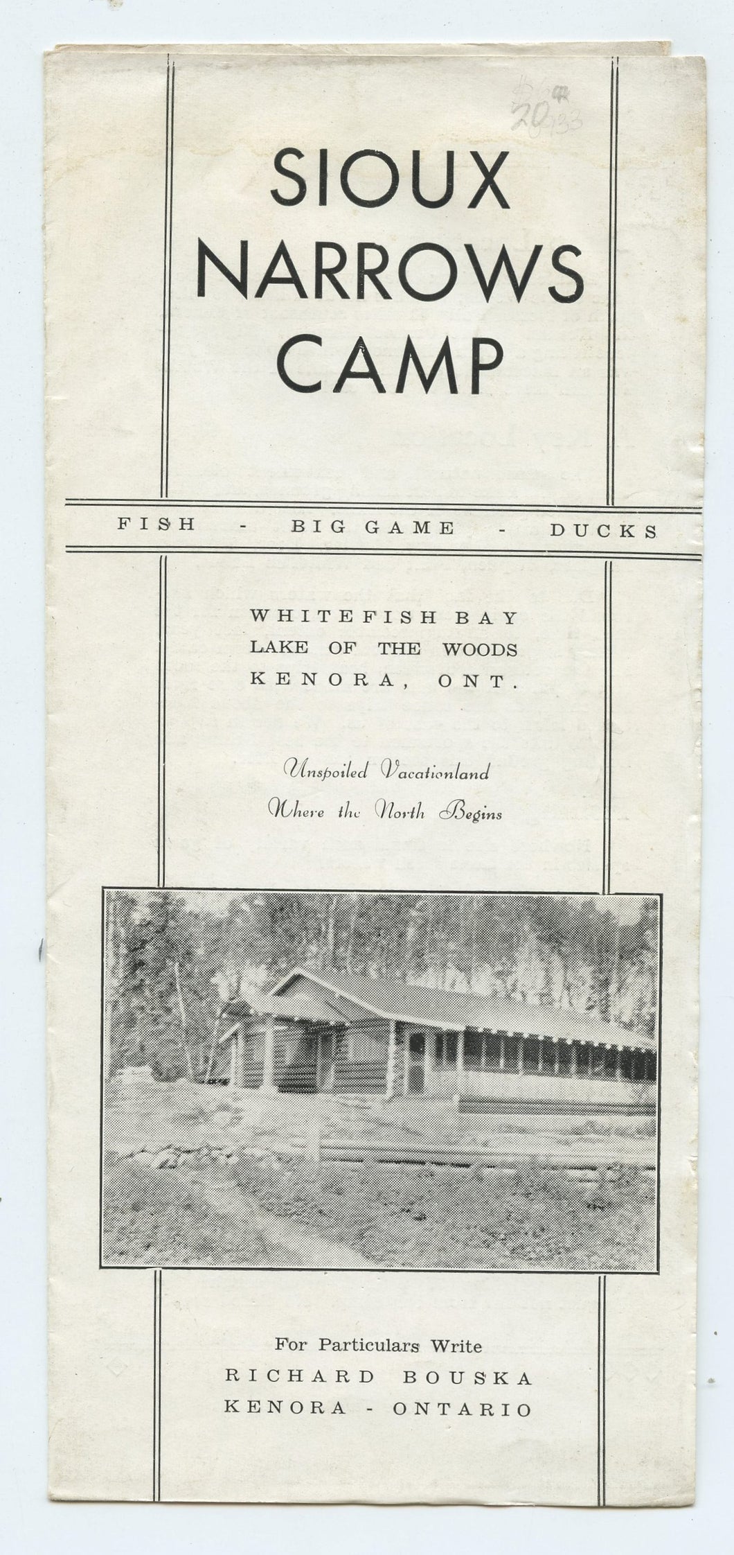 Sioux Narrows Camp flyer