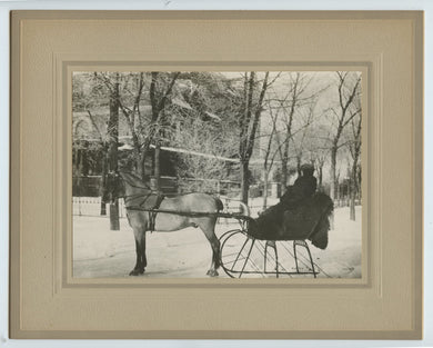 Photo of Bernard Scrivener in sleigh, Winnipeg