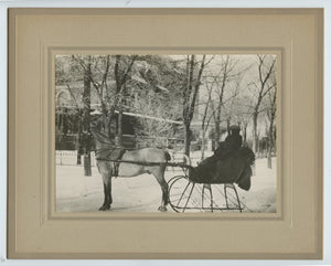 Photo of Bernard Scrivener in sleigh, Winnipeg