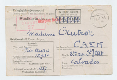 German prisoner of war postcard, 1942