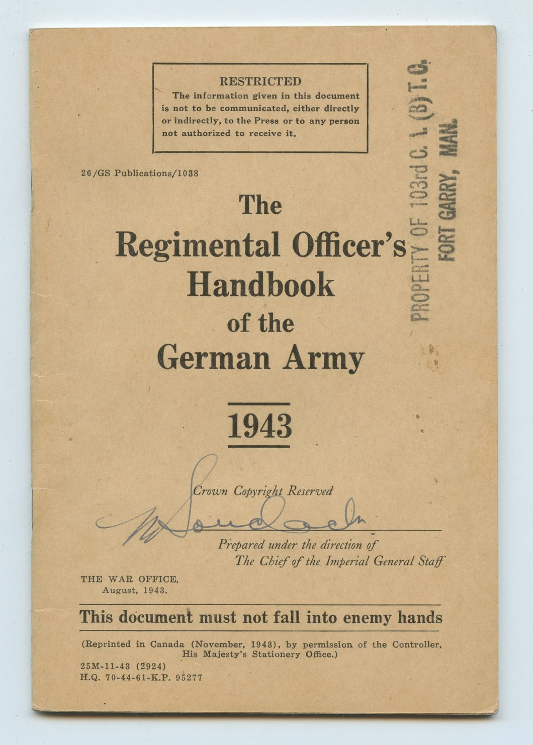 The Regimental Officer's Handbook of the German Army 1943