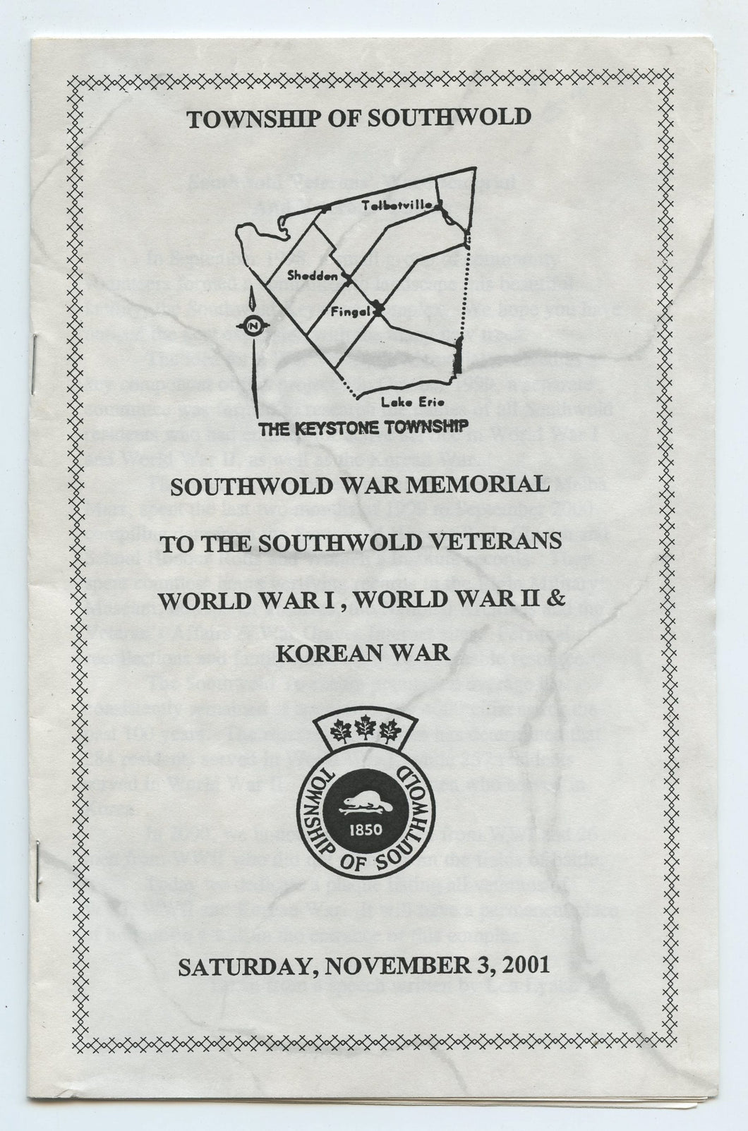 Southwold War Memorial to the Southwold Veterans World War I, World War II & Korean War