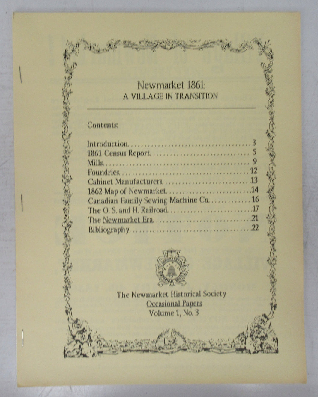 Newmarket 1861: A Village in Transition