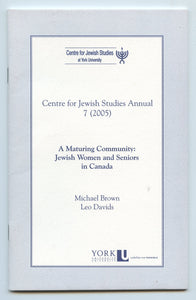 A Maturing Community: Jewish Women and Seniors in Canada