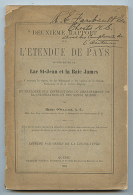 Deuxième Rapport sur L'Étendue de Pays située entre le Lac St-Jean et la Baie James