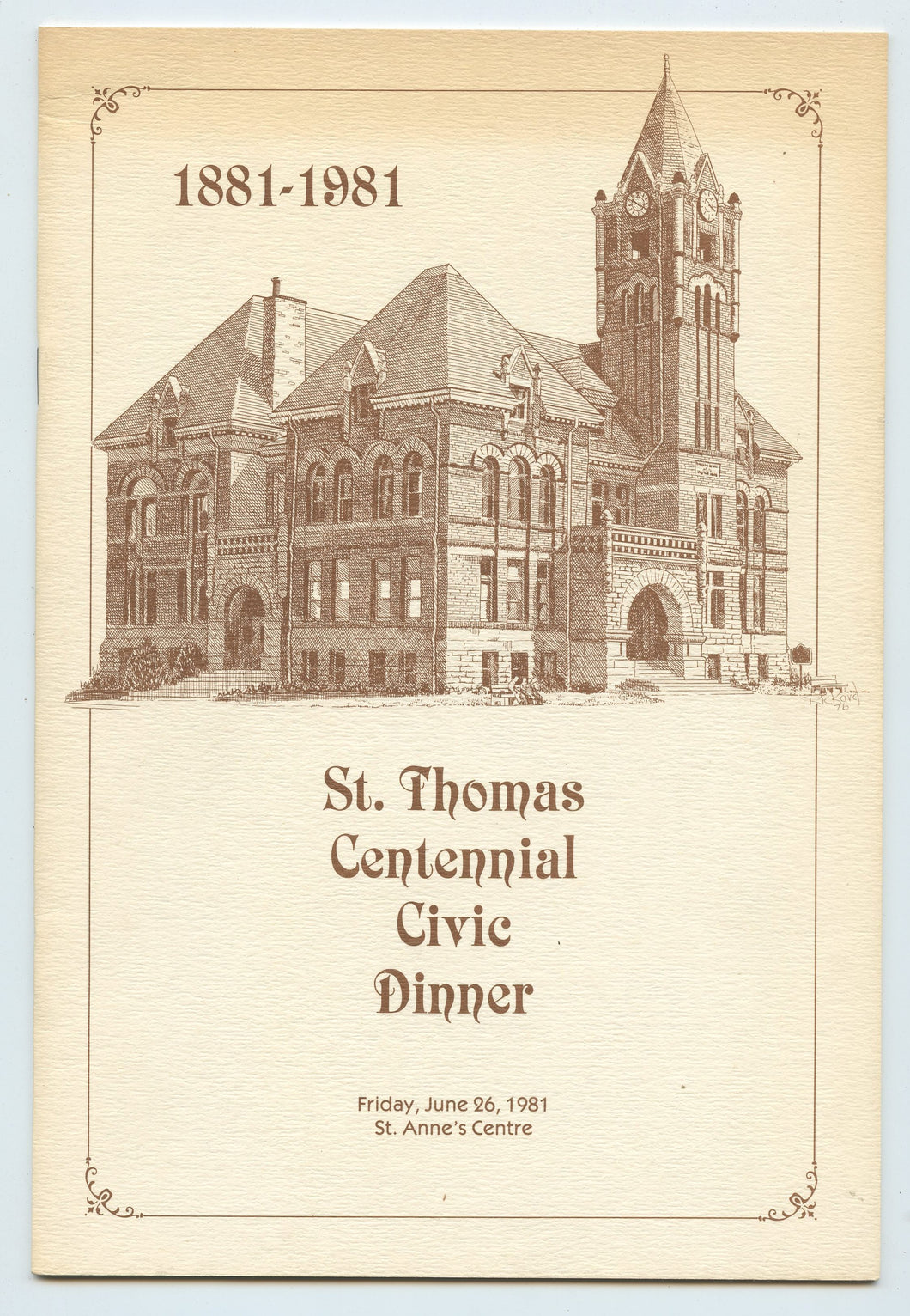 St. Thomas Centennial Civic Dinner, 1881-1981
