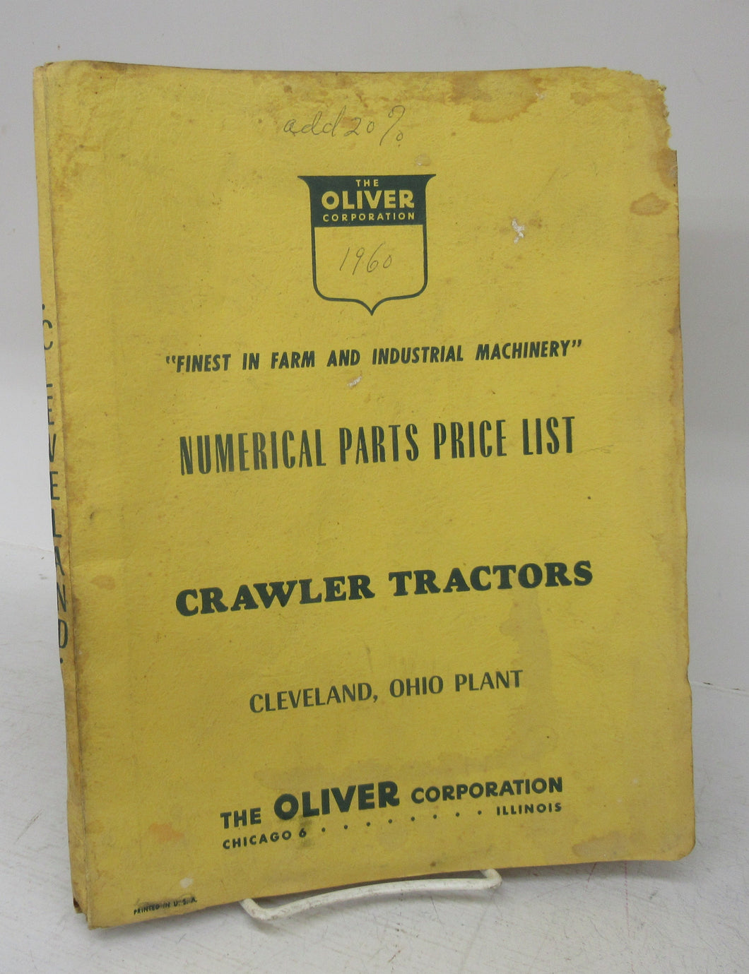 Numerical Parts Price List, Crawler Tractors, Cleveland, Ohio, Indiana Plant 