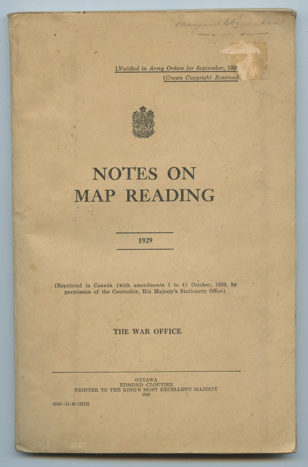Notes on Map Reading, 1929