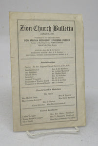Zion African Methodist Episcopal Church bulletin, August 1943