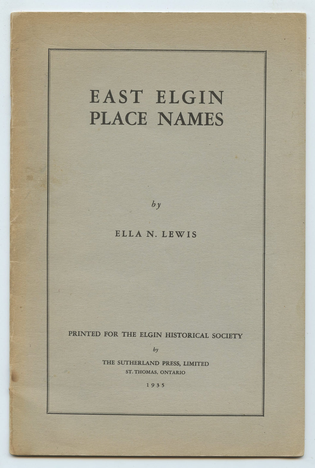 East Elgin Place Names