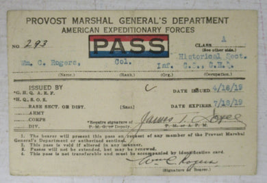 American Expeditionary Forces Pass