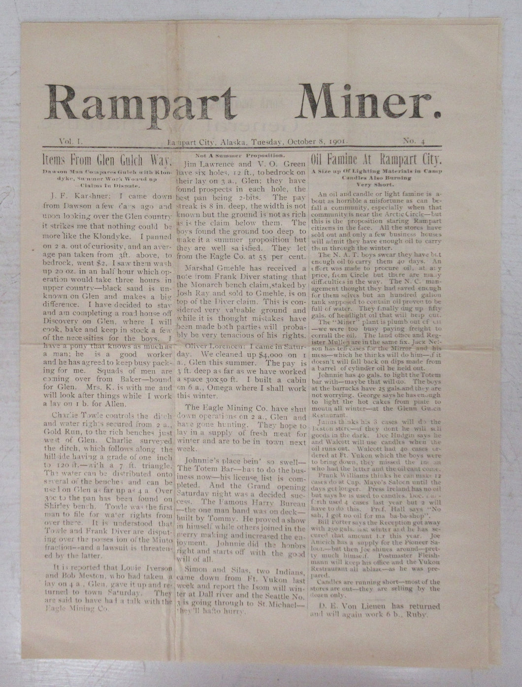 Rampart Miner, October 8, 1901