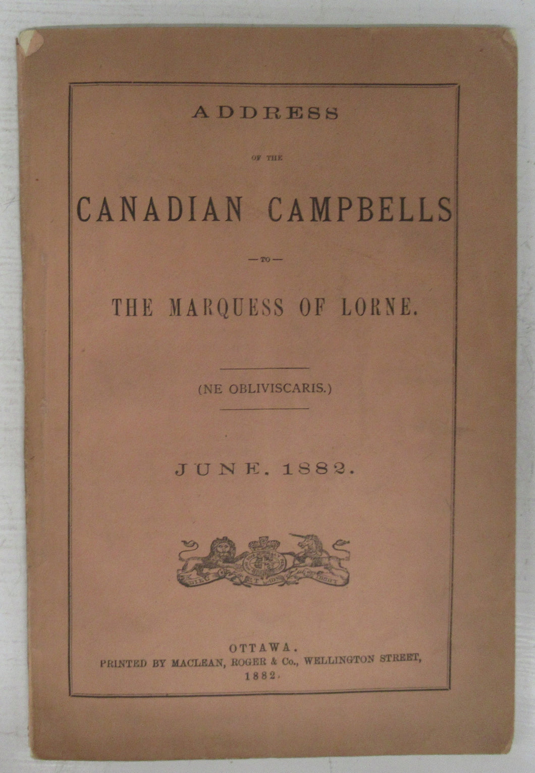 Address of the Canadian Campbells to the Marquess of Lorne