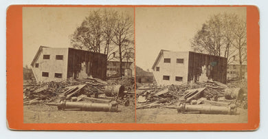 Stereocard view of the Mill River Flood