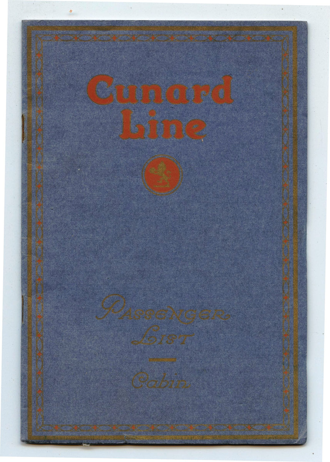 Cabin Passenger List, R. M. S. "Antonia", Friday, 26th November, 1926