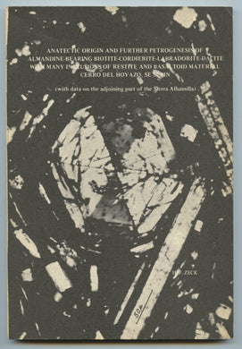 Anatectic Origin and Further Petrogenesis of Almandine-Bearing Biotite-Cordierite-Labradorite-Dacite With Many Inclusions of Restite and Basaltoid material, Cerro Del Hoyazo, SE Spain (with datga on the adjoining part of the Sierra Alhamilla)