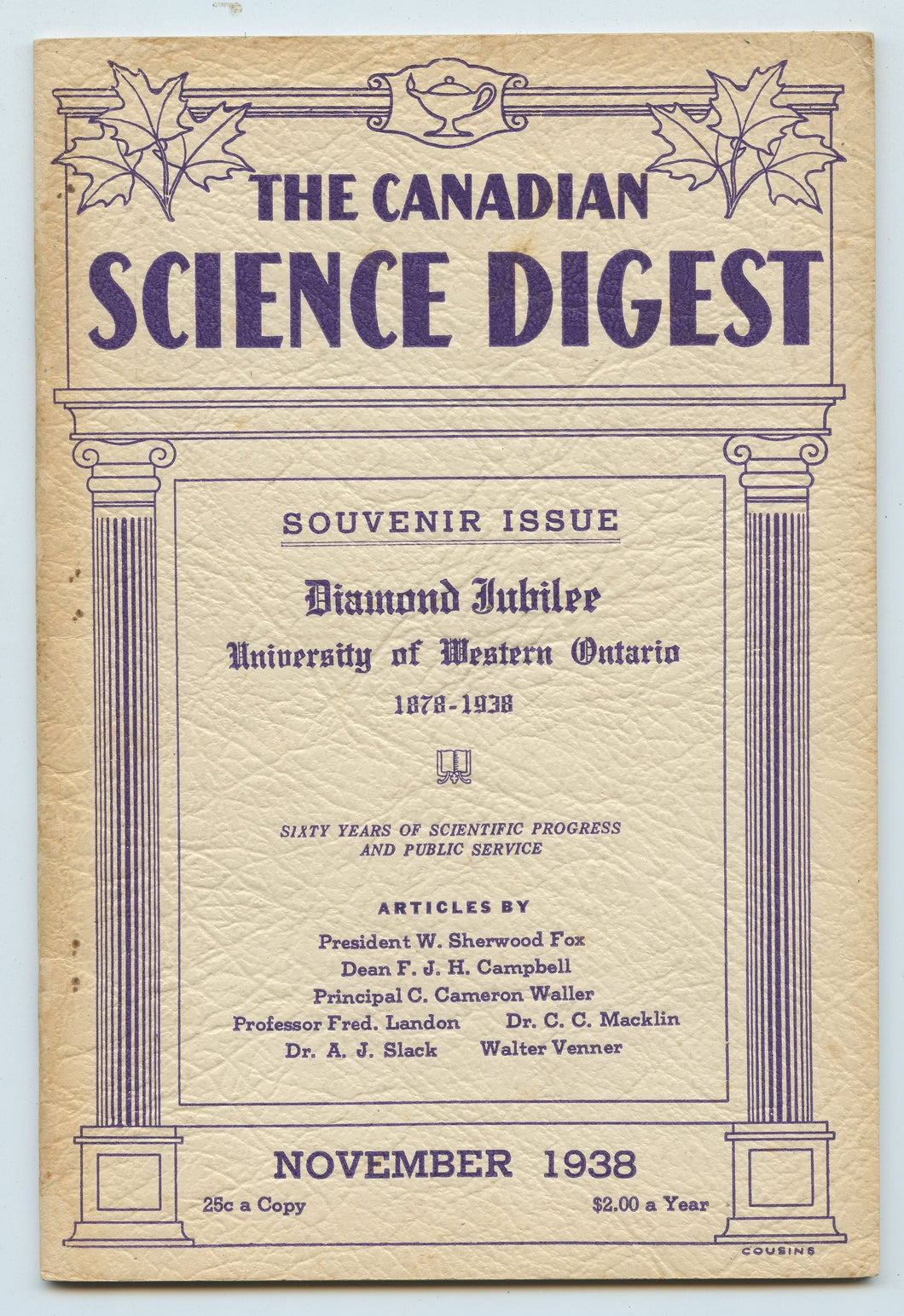 The Canadian Science Digest Souvenir Issue, Diamond Jubilee, University of Western Ontario 1878-1938
