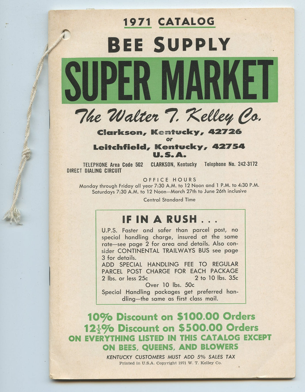 Bee Supply Super Market 1971 catalog