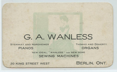 Wanless Music Store advertising card
