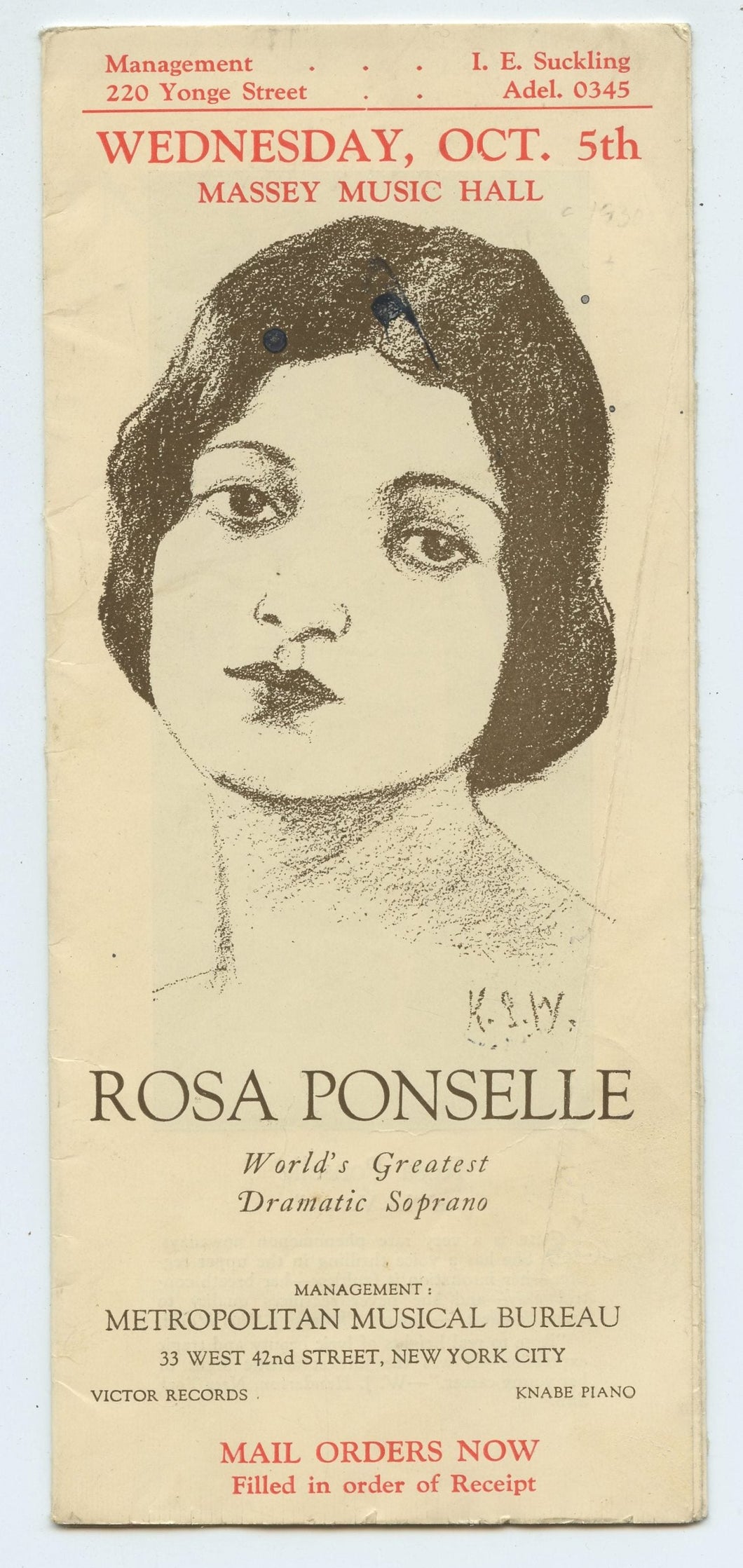 Rosa Ponselle advertising pamphlet