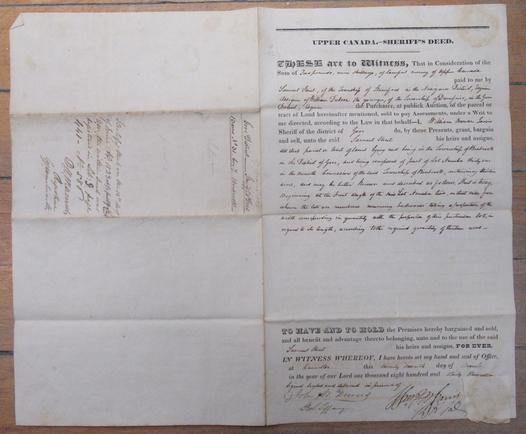 Upper Canada Sheriff's Deed