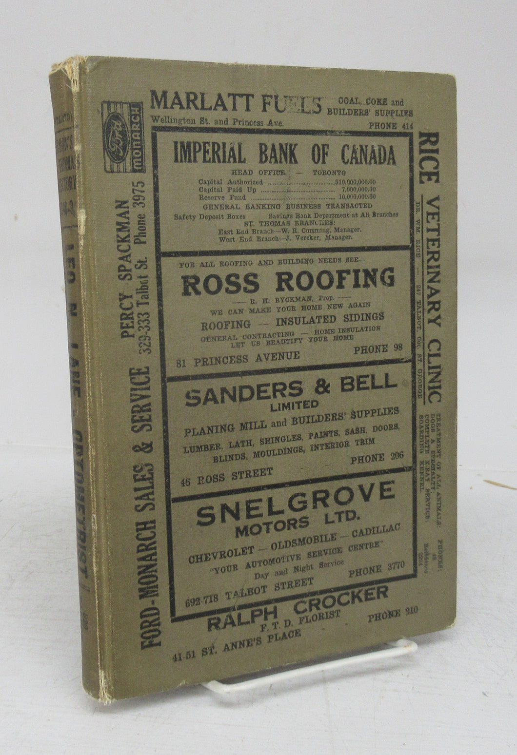 Vernon's City of St. Thomas (Ontario) Miscellaneous, Business, Alphabetical and Street Directory for the year 1948-9
