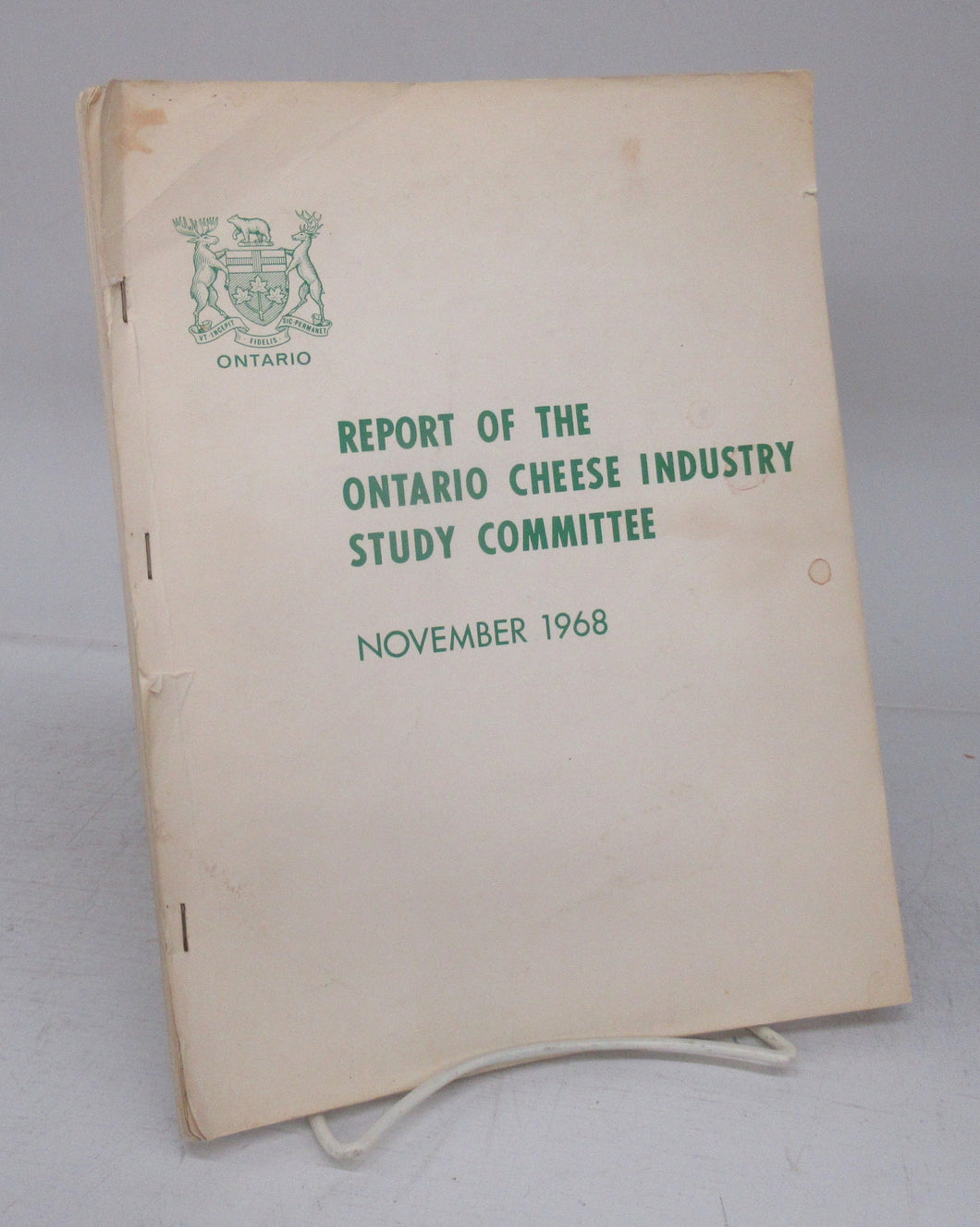 Report of the Ontario Cheese Industry Study Committee, November 1968