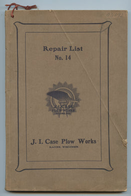 Illustrated Repair Price List Of Implements No. 14, J. I. Case  Plow Works