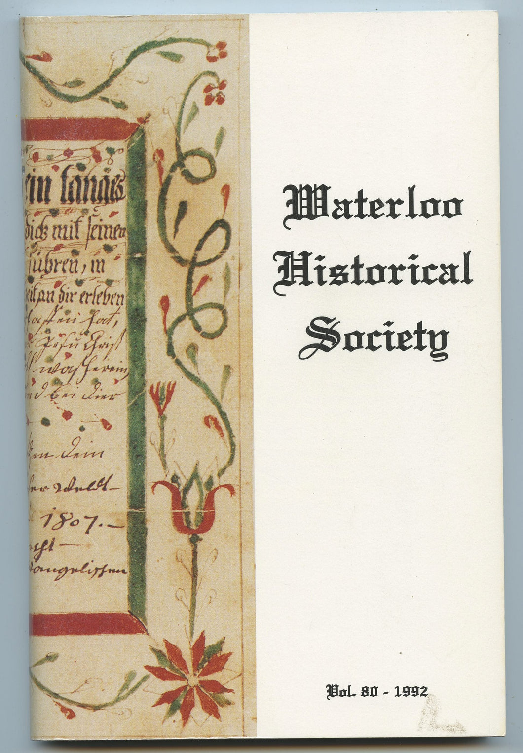 Waterloo Historical Society Vol. 80 - 1992