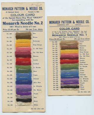 Colour Cards with wool samples for Monarch Needles