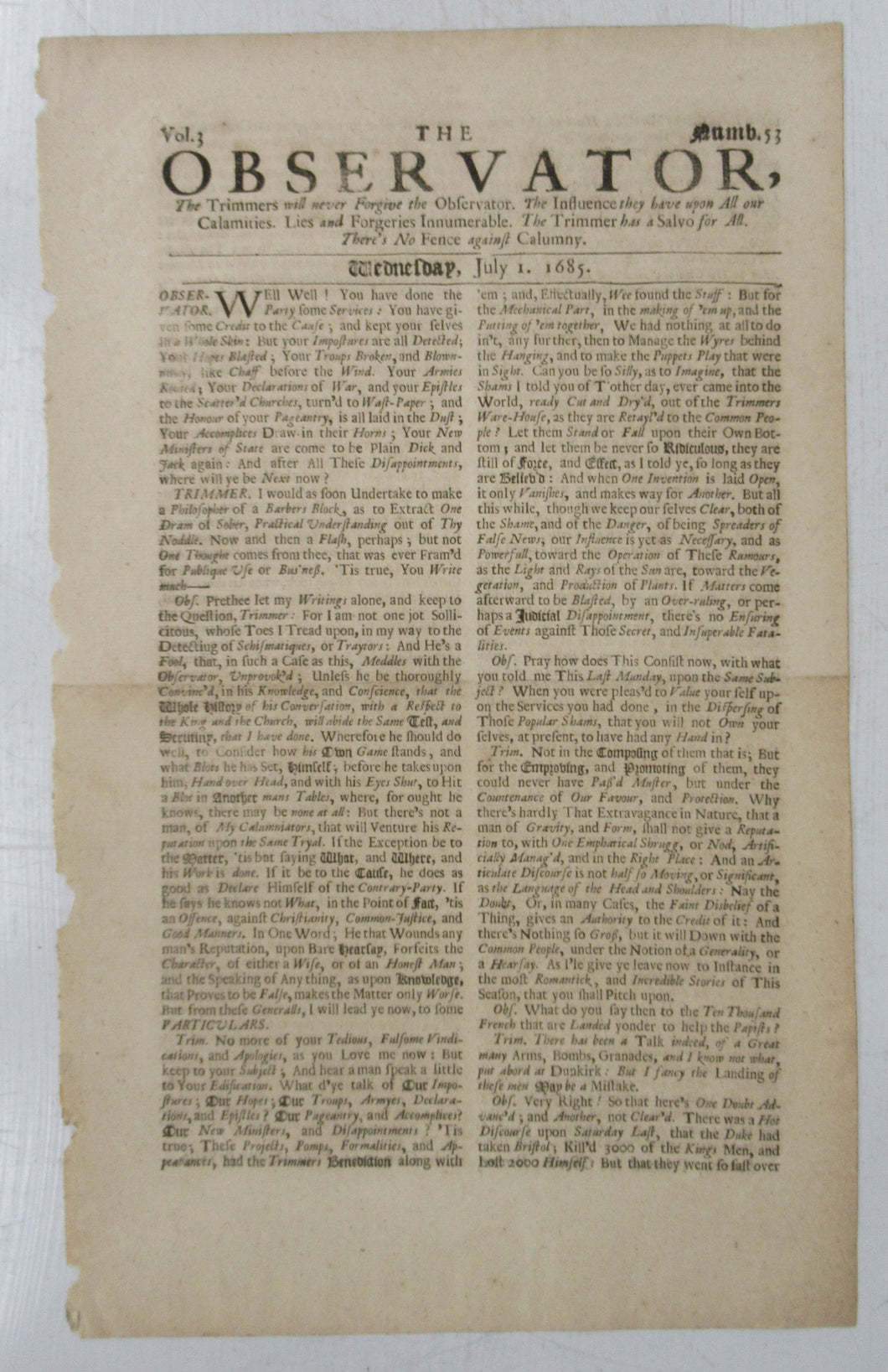 The Observator July 1, 1685