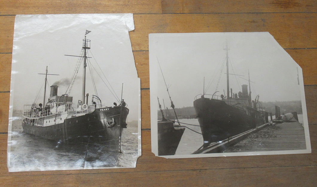Pair of news photos of Arctic explorer ship "Peary" 1929