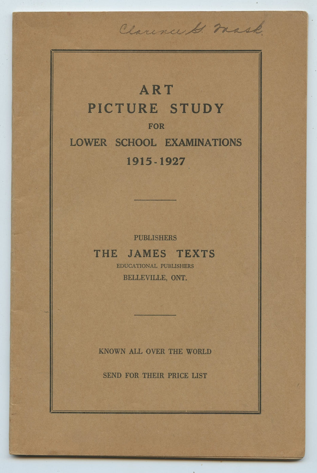 Art Picture Study for Lower School Examinations 1915-1927