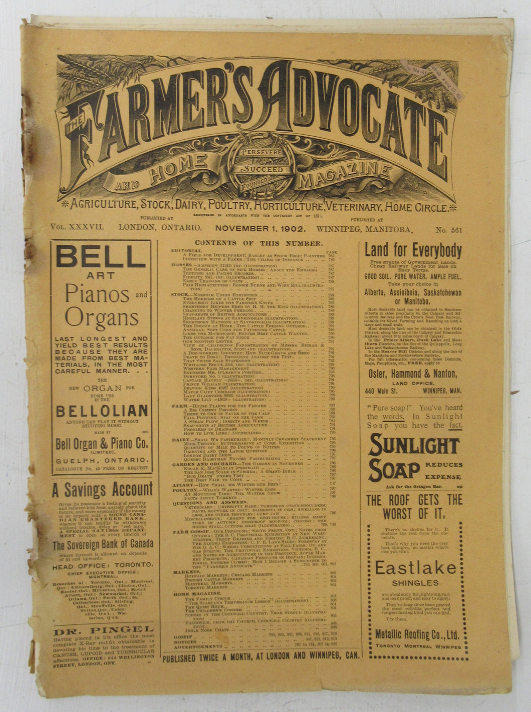 The Farmer's Advocate, November 1, 1902