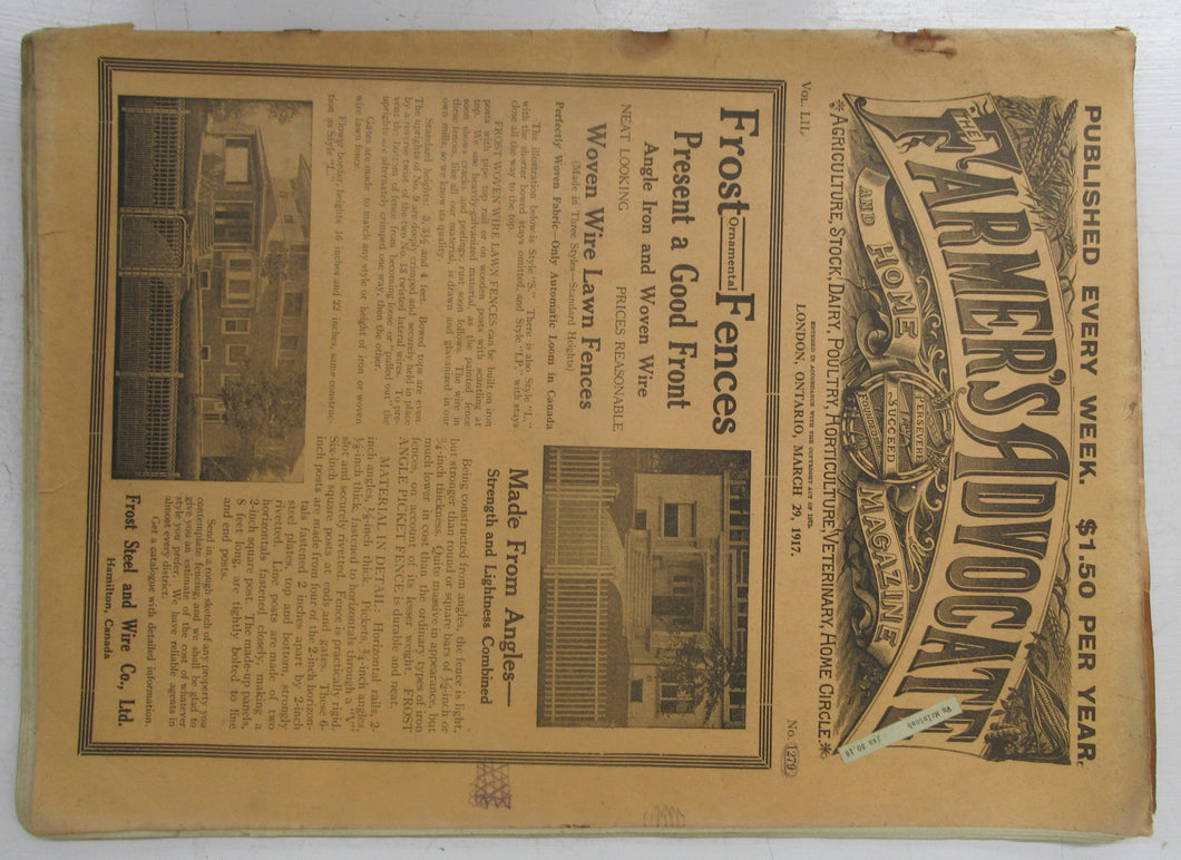The Farmer's Advocate, March 29, 1917
