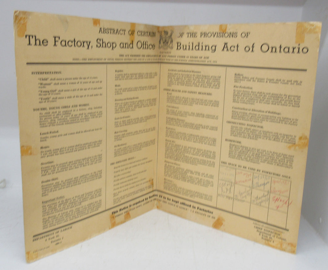 Abstract of Certain of the Provisions of The Factory, Shop and Office Building Act of Ontario