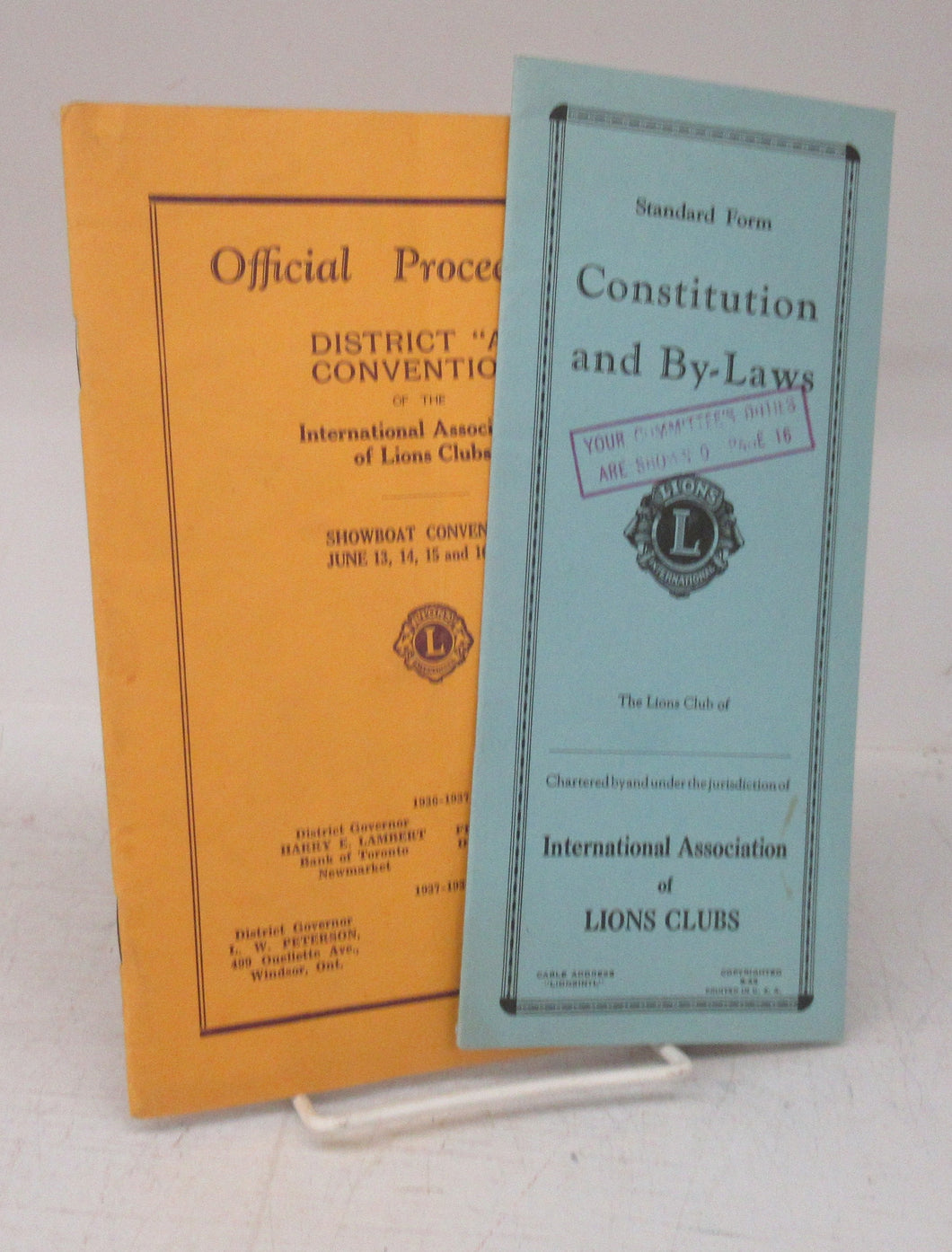 Official Proceedings District "A" Convention of the International Association of Lions Clubs Showboat Convention June 13, 14, 15, 16, 1937