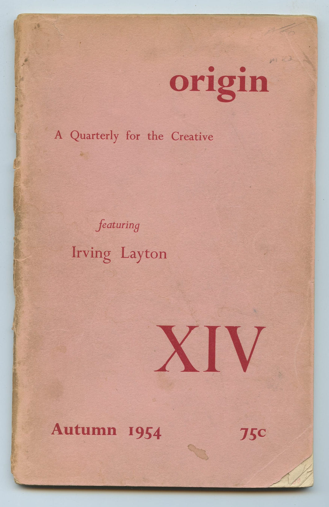 Origin: A Quarterly for the Creative, featuring Irving Layton, Autumn 1954