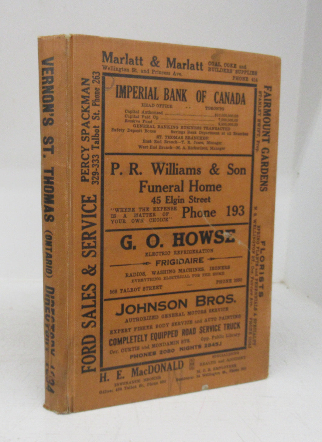 Vernon's City of St. Thomas (Ontario) Miscellaneous, Alphabetical, Street and Business Directory for the year 1934
