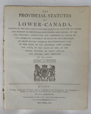 The Provincial Statutes of Lower-Canada, 1811